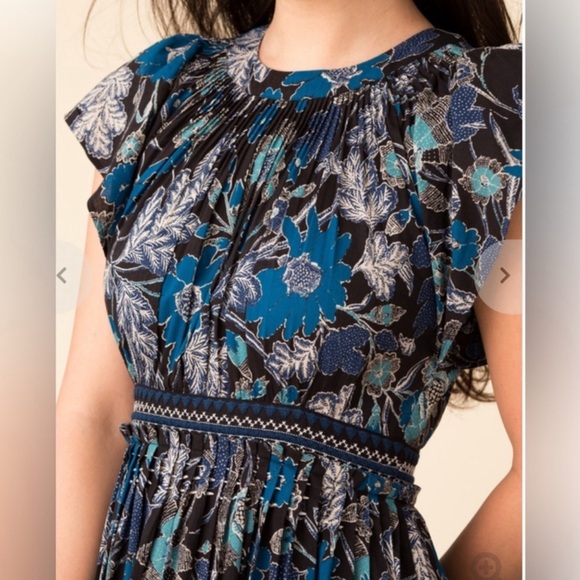 Ulla Johnson Lottie Midi Voile Dress | Lapis Blue Floral | Size 2 - Picture 3 of 16